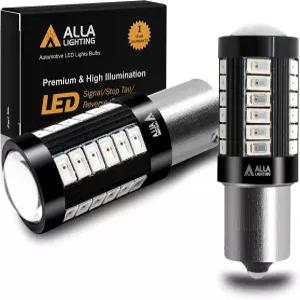 알라 라이팅 2800lm BA15S 베이오넷 7506 1156 LED 전구 레드 브레이크/테일 라이트/턴 시그널 1619 7506LL