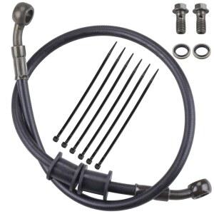 MWMNN 블랙 모터사이클 브레이드 스틸 브레이크 클러치 오일 호스 라인 파이프 ATV 피트 더트 바이크 고 카트용 파이프 오일 호스 길이 60cm