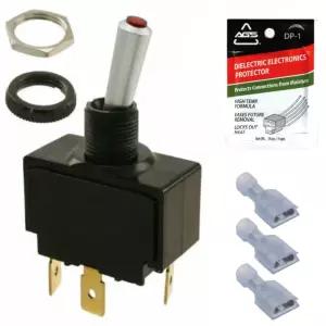 Falcon Supply 12V 해상 토글 로커 스위치 키트 정품 OEM Carling 등급 SPST ON-OFF 유지 빨간색 조명 15A