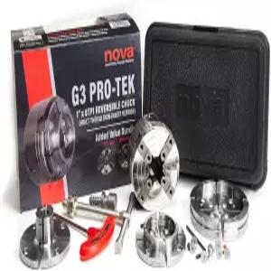 NOVA 48293 프리미어 프로텍 G3 척 번들 2인치 턱 세트 JSPIN 1인치 핀 JS100N 4인치 볼 우드웜 나사 및