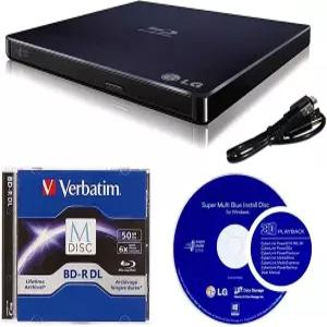 50GB 버바팀 BD-R DL 및 사이버링크 버닝 소프트웨어가 포함된 소매 상자 번들의 LG 6X WP50NB40 외장