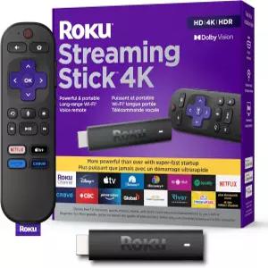 Roku 스트리밍 스틱 4K 2022 공식 제조업체 제품 TV 컨트롤과 장거리 Wi-Fi가 포함된 음성 리모컨이 있는