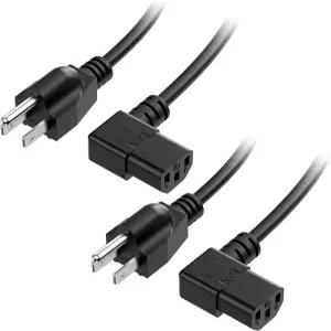 케이블 매터스 2팩 16 AWG 직각 전원 코드 - 6피트 90도 AC 교체 NEMA 5-15P에서 각도 IEC C13 블랙