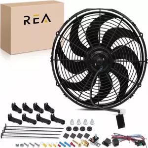 16인치 전기 라디에이터 냉각 팬 어셈블리 키트 12V/24V 160W 마운트 온도 조절기 배선 스위치 릴레이