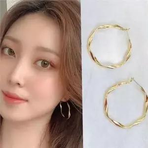 여성 링 귀걸이 웨이브 링 귀걸이 고리 라인 데일리 원형 기본 심...