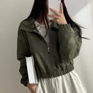 캐주얼 무지 베이직 포켓 여성 크롭 집업점퍼 여자 자켓 숏점퍼 아우터