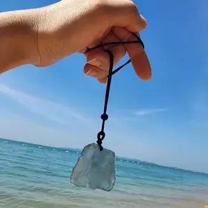 블루 스톤 팬던트 끈 목걸이