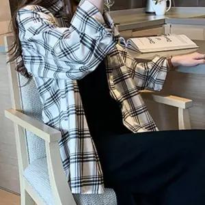 여성 여유로운 핏 큰패턴 아우터 단독 포켓 체크셔츠남성남방 상의 여자 빅사이즈 남자 와이 캐주얼 블라우