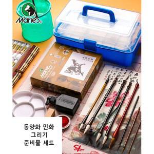 동양화 민화 그리기 준비물 세트 입문 특기 수묵화 취미 키트 물감