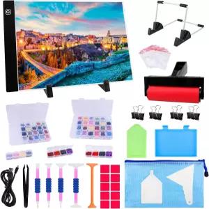 라투칼 83PCS A4 다이아몬드 페인팅 라이트 패드 키트 액세서리용 보드 드릴 및 부분 아트를 위한 5D 도구