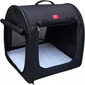 반려동물용 원단 휴대용 켄넬/쉼터 단일 검정색 20 x20 x19.5인치 - 카시트 벨트 고정구 포함
