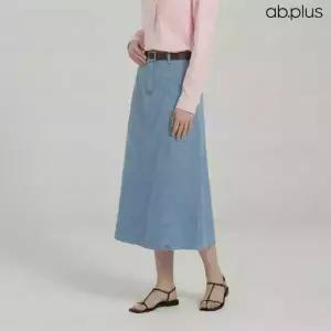 [ab.plus] 벨트세트 A라인 롱 데님 스커트 (LSA5MS36A)