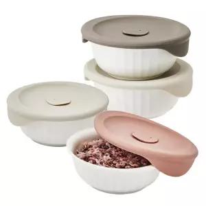 [락앤락]바로한끼 도자기 밥용기 (355ml×2개 + 450ml×2개) 혼합구성 4세트
