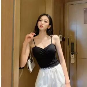 4가지 색상 골지 캡내장 여성 나시티 이너탑 여성끈 여성면 이너나시 면나시 흰색 순면끈