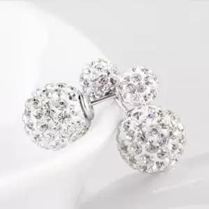 실버 은 볼 크리스탈 미러볼 큐빅 귀걸이 Sterling Silver 미니 실버볼 콩
