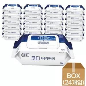 물티슈72매 쌍용)코디아쿠아후레쉬물티슈(캡형/72매)-박스(24개입