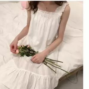 원피스 나시 잠옷 순면 프릴 이지웨어 프릴 소프트웨어 홈웨어 나시잠옷