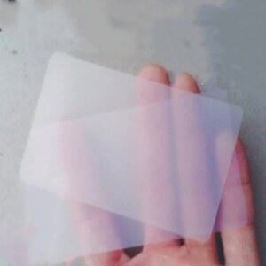 투명 빈 명함 PVC 무광 플라스틱 필기구, 방수 메시지 엽서, 맞춤형 인쇄, 0.35mm, 100 개/로트