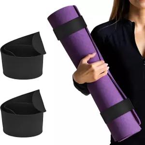 2Pcs 요가 매트 스트랩 휴대 및 보관용 스크런치 슬랩 밴드 - 여행에 안전하며 대부분의 표준 맞습니다