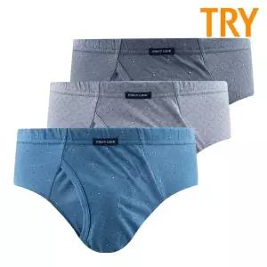TRY 트라이 남성 순면 삼각팬티 맥시 브리프 3매입 패턴V