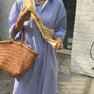 (올핀)여성 스트라이프 롱원피스 오버핏 임산부 빅사이즈