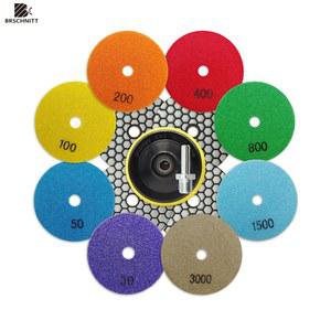 사포 세트 BRSCHNITT 8pcs Dia100mm 대리석 화강암 세라믹 스톤 폴리셔 그라인더 샌딩 디스크 어댑터 베이스 다이아몬드 건식 패드