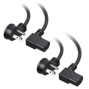 CABLE MATTERS 2팩 16 AWG 로우 프로파일 직각 전원 코드 6피트 | 13A / 125V NEMA 5-15P에서 IEC C13까지 듀얼 커넥터 SJT 재킷 C13 케이블