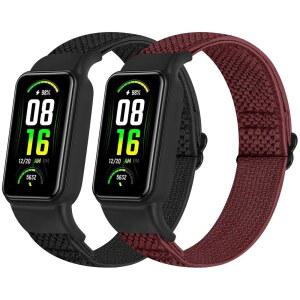 TUMPCEZ 솔로 루프 엘라스틱 나일론 밴드는 AMAZFIT BAND 7 스트랩과만 호환되며 남녀용 7의 부드럽고 조절 가능한 신축성 스포츠 교체 스트랩입니다