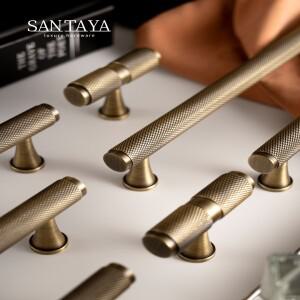 Santaya 단단한 골동품 황동 다이아몬드 컷 크로스 널 패턴 캐비닛 핸들 옷장 당겨 T-바 손잡이 피치 320mm