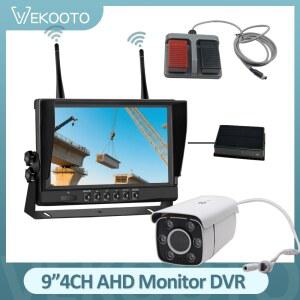 카플레이 네비게이션 carplay VEKOOTO 9인치 IPS 스크린 DVR 모니터 1080P 30배 광학 줌 디지털 무선 카메라 건설 타워 크레인 리프트 굴삭기용