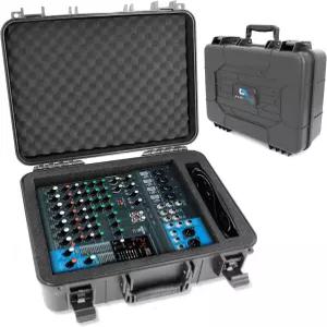 CASEMATIX DJ 믹서 케이스는 Yamaha MG10XU 호환되며 맞춤형 프리다이스드 폼 내부와 케이블 수납 공간이