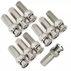 GledEyeTec 10PCS RG59 BNC 압축 커플러 트위스트온 커넥터 CCTV 보안 카메라 남성 동축 케이블 어댑터 IP
