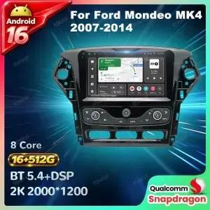 포드 몬데오 MK4 2007-2014용 안드로이드 16 카 라디오 DVD 비디오 플레이어 BT 4G LTE GPS DSP 헤드 유닛