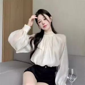 여성 블라우스 리본넥 소매퍼프 봄 데일리 ACS87