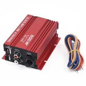 12V 케이블 500W 오디오 증폭기 2 채널 미니 스테레오 앰프 서브우퍼 USB 포트 Mp3 20Hz~20KHz 자동차