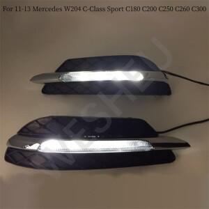 자동 LED DRL 주간 주행등 11-13 메르세데스 W204 C-클래스 스포츠 C180 C200 특수 조명 액세서리