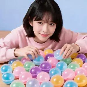 [하프클럽/알티피아]추첨 볼 뽑기 캡슐 통 반투명 빈 원형 보관함 게임 소품 75mm