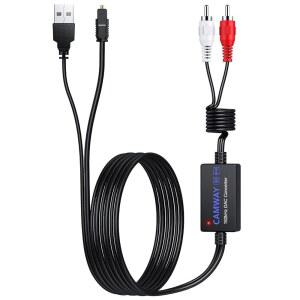 CAMWAY 디지털-아날로그 오디오 컨버터 옵티컬-RCA SPDIF-RCA 192KHZ DAC 컨버터 5.7피트 케이블 옵티컬 토스링크-RCA 어댑터