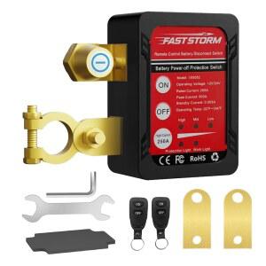 FASTSTORM 12V 24V 250A 블랙 리모컨 배터리 분리 스위치 자동차 트럭 RV ATV 보트용 리모컨 킬 스위치 방지 및 자동 전원 차단 기능 무선 리모컨 제어 포함