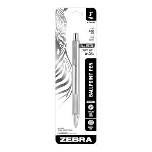 제브라 펜 STEEL F701 리트랙터블 볼펜 검은 잉크 0.8MM 1팩 | 전술 및 응급처치(EDC)용으로 제작 팁부터 클립까지 스테인리스 스틸 너링 그립 견고한 구조 가는 팁 (29411)