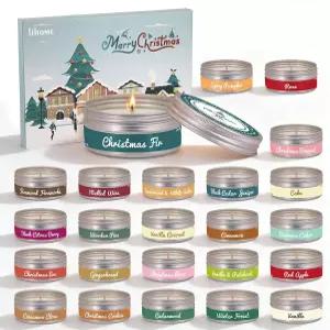 Lihome Candle Advent Calendar 2026 24가지 향 여성용 크리스마스 선물 24개 소이 왁스 틴 캔들 다양한