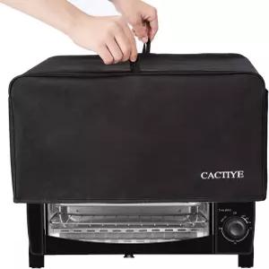 CACTIYE 토스터 오븐 더스트 커버 액세서리 포켓 포함 해밀턴 비치 6 슬라이스 오븐(블랙 19 x 14
