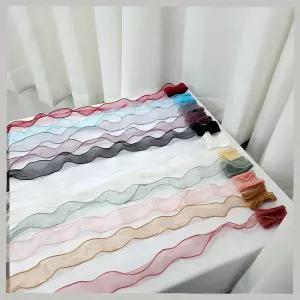 포장용 망사 리본끈 반투명 테두리 선물 꽃다발 헤어 장식 DIY 공예 재료 이벤트 소품