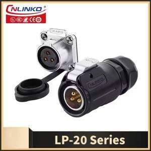 Cnlinko LP20 2 3 4핀 산업용 IP67 방수 플러그 소켓 전원 케이블 커넥터 항공 태양광 LED 디스플레이 어댑