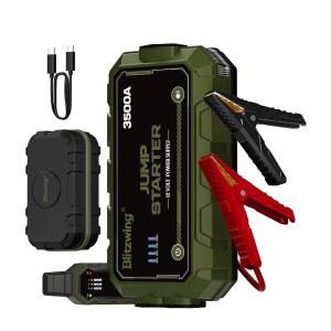 Blitzwing 3500A 12V 중장비용 점프 스타터, 휴대용 박스 팩 배터리 부스터(트럭 RV용 10L 가솔린, 6L 용), PD60W 양방향 고속 충전 LED 라이트, 18M 대기 자동 점퍼