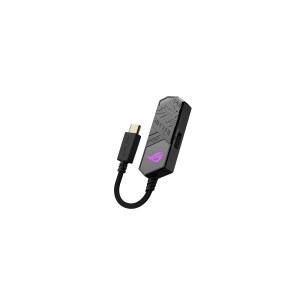 ASUS ROG Clavis USB-C 게이밍 DAC (ESS 9281 쿼드 DAC 앰프, AI 노이즈 캔슬링 마이크, MQA 렌더링, Aura Sync RGB, PC 모바일 플레이스테이션 5 스위치 호환)