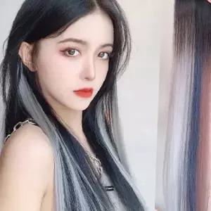 투톤 그라데이션 헤어피스 셀프 부착식 포인트 염색 연출 긴머리 볼륨