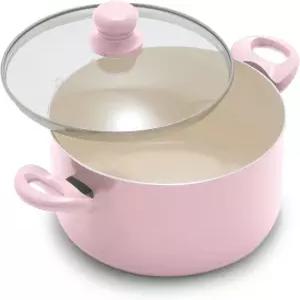 GreenLife 5QT 세라믹 뚜껑 있는 논스틱 스톡팟 블러시 핑크 PFAS 무함유 코팅 캐서롤 수프 파스타 용기