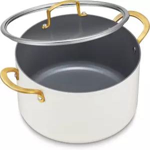 BEZIA 8QT 세라믹 논스틱 뚜껑 있는 기본 냄비 인덕션 조리 가능 PTFE/PFOA 무함유 오븐 및 식기세척기