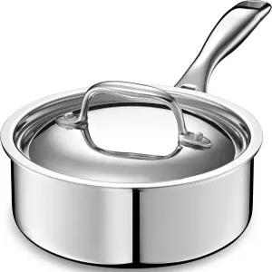 LEGEND COOKWARE 5겹 스테인리스 스틸 1.5쿼트 뚜껑 있는 소스 팬 - 인덕션 호환 오븐 사용 가능 800°F
